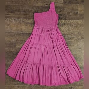 Zcsia Boho One Shoulder Sleeveless Smocked Purple Dress Size Small